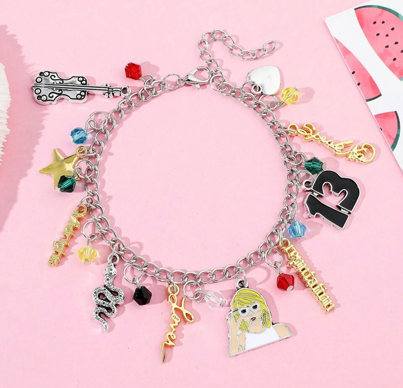 Taylor Swift Charm Bracelet Rosa Loves Rainbows taylor-swift-charm-bracelet-rosa-loves-rainbows