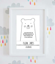 Load image into Gallery viewer, Personalised Little Bear New Baby Gift Print (2 colours available)