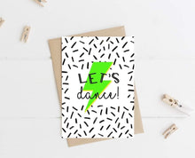 Load image into Gallery viewer, ‘Let’s Dance’ Lightning Bolt Bowie Card (green or pink)