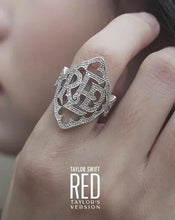 Load image into Gallery viewer, Beautiful Taylor Swift ‘Red’ sparkly silver ring. Adjustable size
