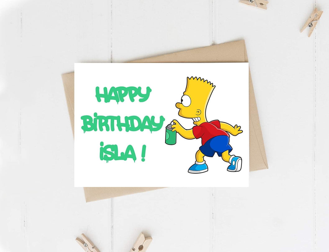 Personalised Bart Simpson Graffiti Birthday Card