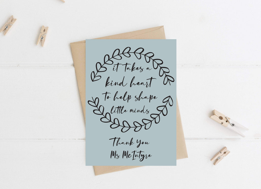Personalised Thank You Teacher Quote Card