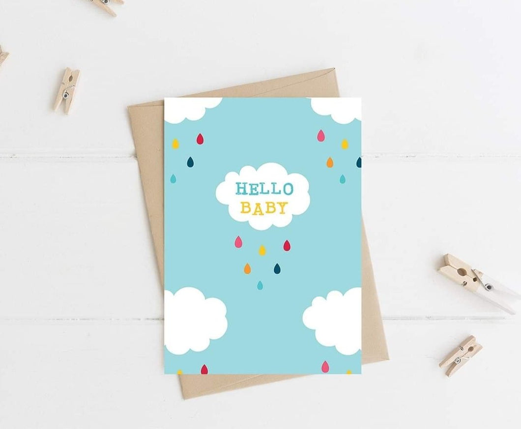 Clouds & Rain ‘Hello Baby’ Card