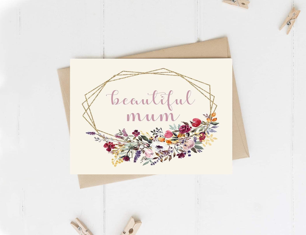 ‘Beautiful Mum’ Floral Mother’s Day Card