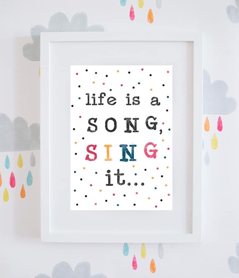 ‘Life Is A Song, Sing It’ Polka Dot Wall Art