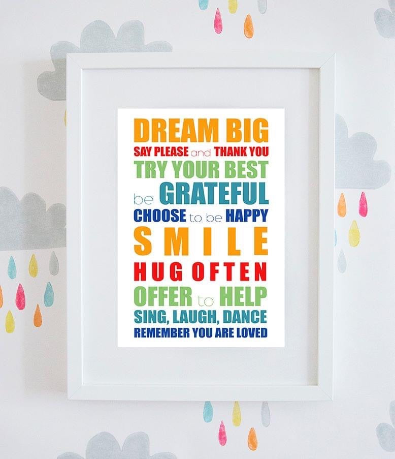 ‘Dream Big’ Inspirational House Rules Wall Art