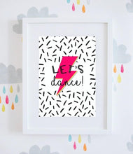 Load image into Gallery viewer, ‘Let’s Dance!’ David Bowie Quote Lightning Bolt Wall Art (Pink or Green Available)
